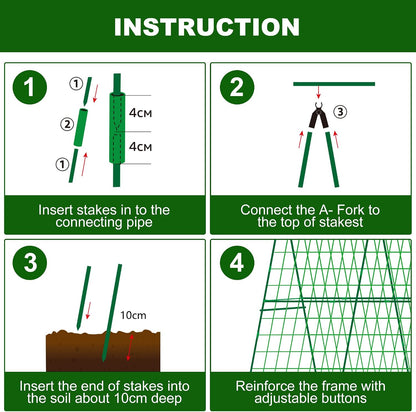2 Packs 48" x 48" Foldable Cucumber Trellis for Raised Bed- A-Frame Garden Trellis for Climbing Plant Outdoor with Climbing Net & Plant Support Clip for Outdoor Plants Zucchini Vegetables Flowers