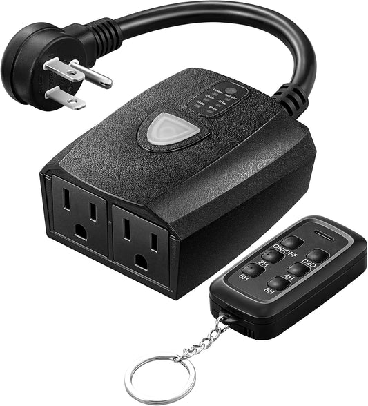 Outdoor Light Timer, Outdoor Timer Outlet,100FT Remote Control