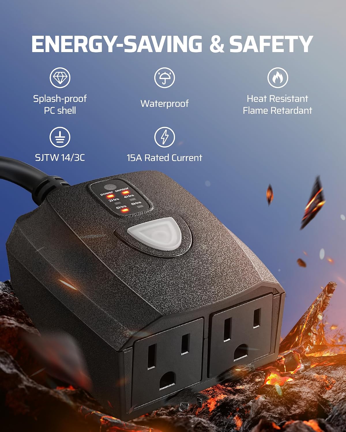 Outdoor Light Timer, Outdoor Timer Outlet,100FT Remote Control