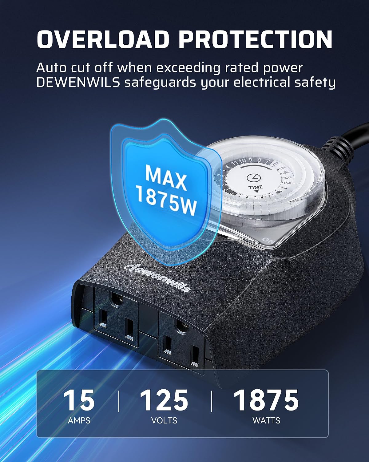 Outdoor Light Timer, Outdoor Timer Outlet,100FT Remote Control