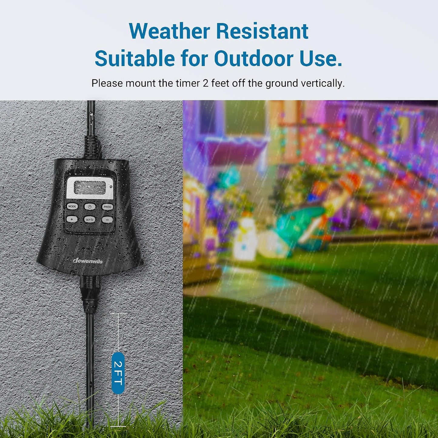 Outdoor Light Timer, Outdoor Timer Outlet,100FT Remote Control