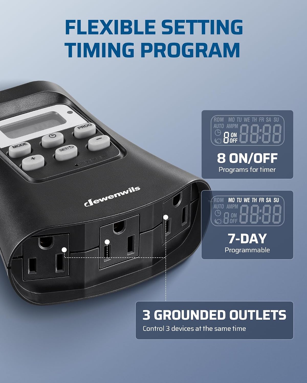 Outdoor Light Timer, Outdoor Timer Outlet,100FT Remote Control