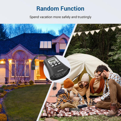 Outdoor Light Timer, Outdoor Timer Outlet,100FT Remote Control