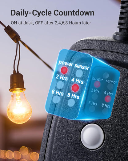 Outdoor Light Timer, Outdoor Timer Outlet,100FT Remote Control