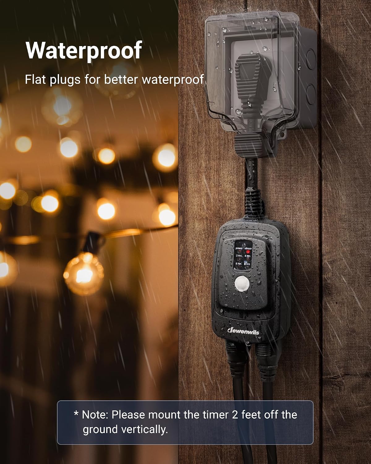Outdoor Light Timer, Outdoor Timer Outlet,100FT Remote Control