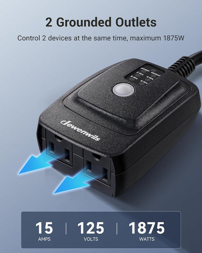 Outdoor Light Timer, Outdoor Timer Outlet,100FT Remote Control