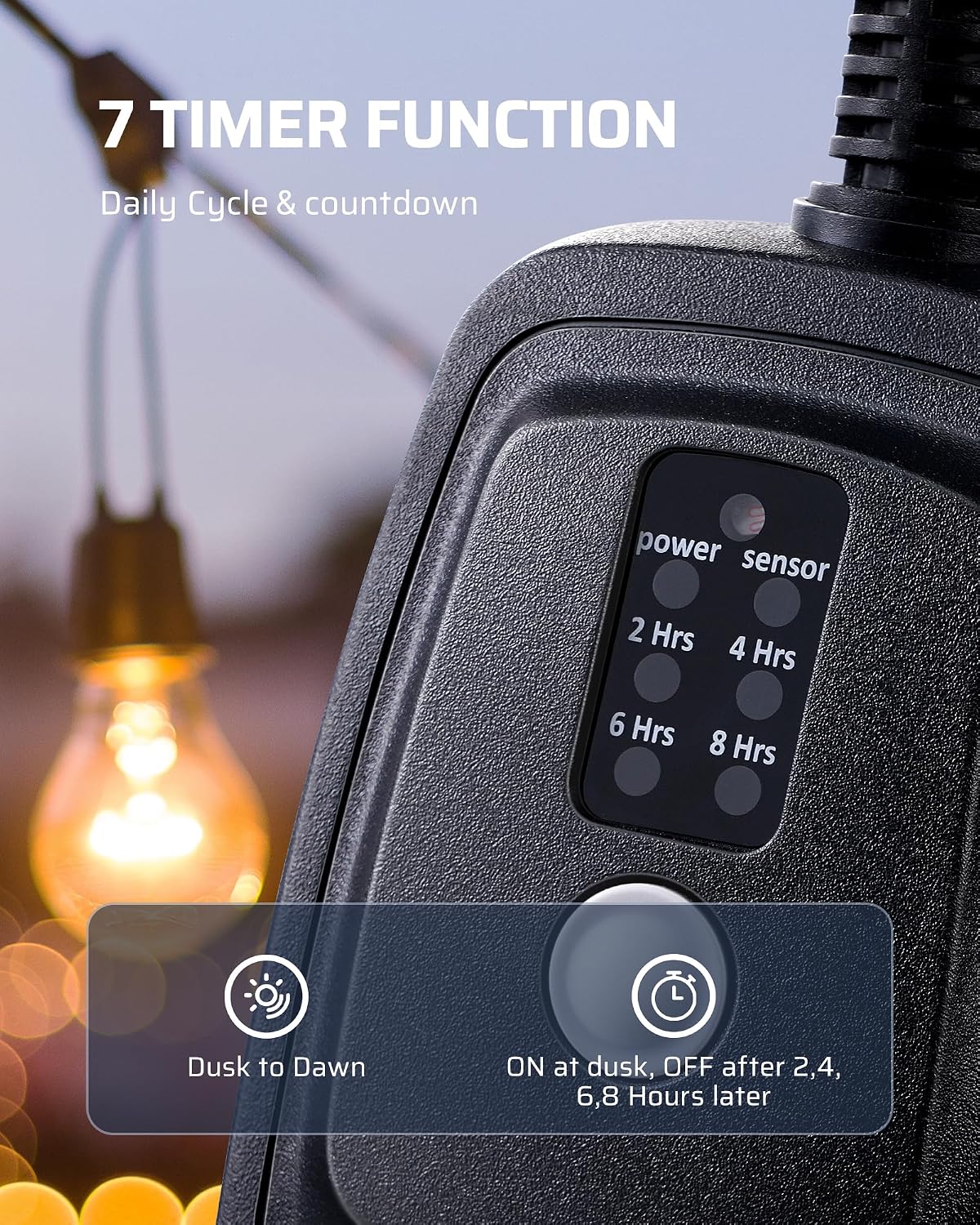 Outdoor Light Timer, Outdoor Timer Outlet,100FT Remote Control