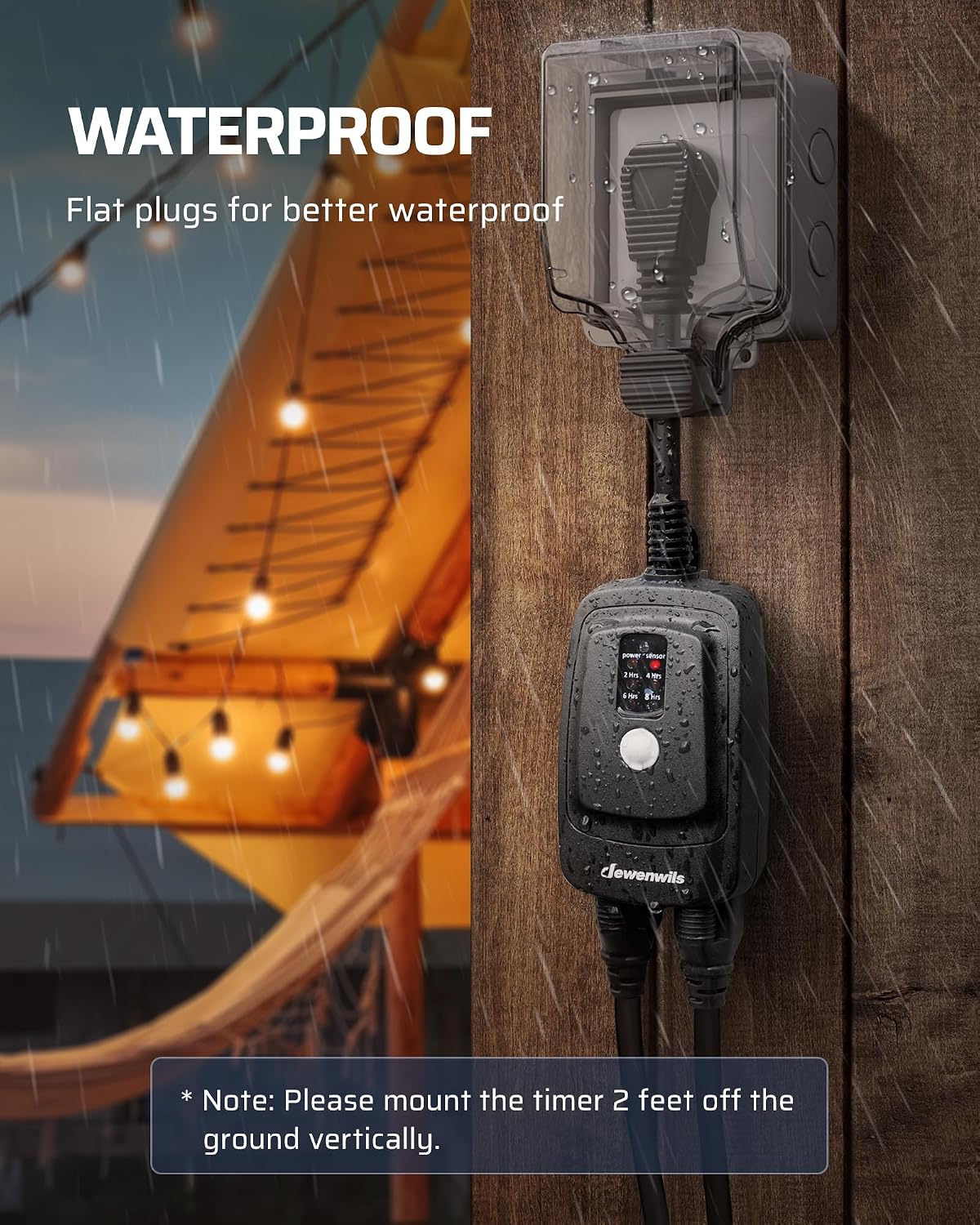 Outdoor Light Timer, Outdoor Timer Outlet,100FT Remote Control