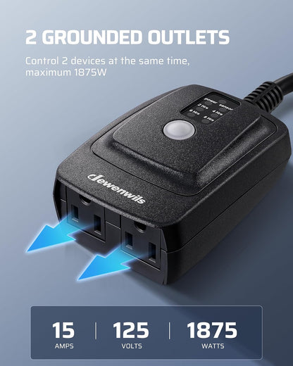Outdoor Light Timer, Outdoor Timer Outlet,100FT Remote Control