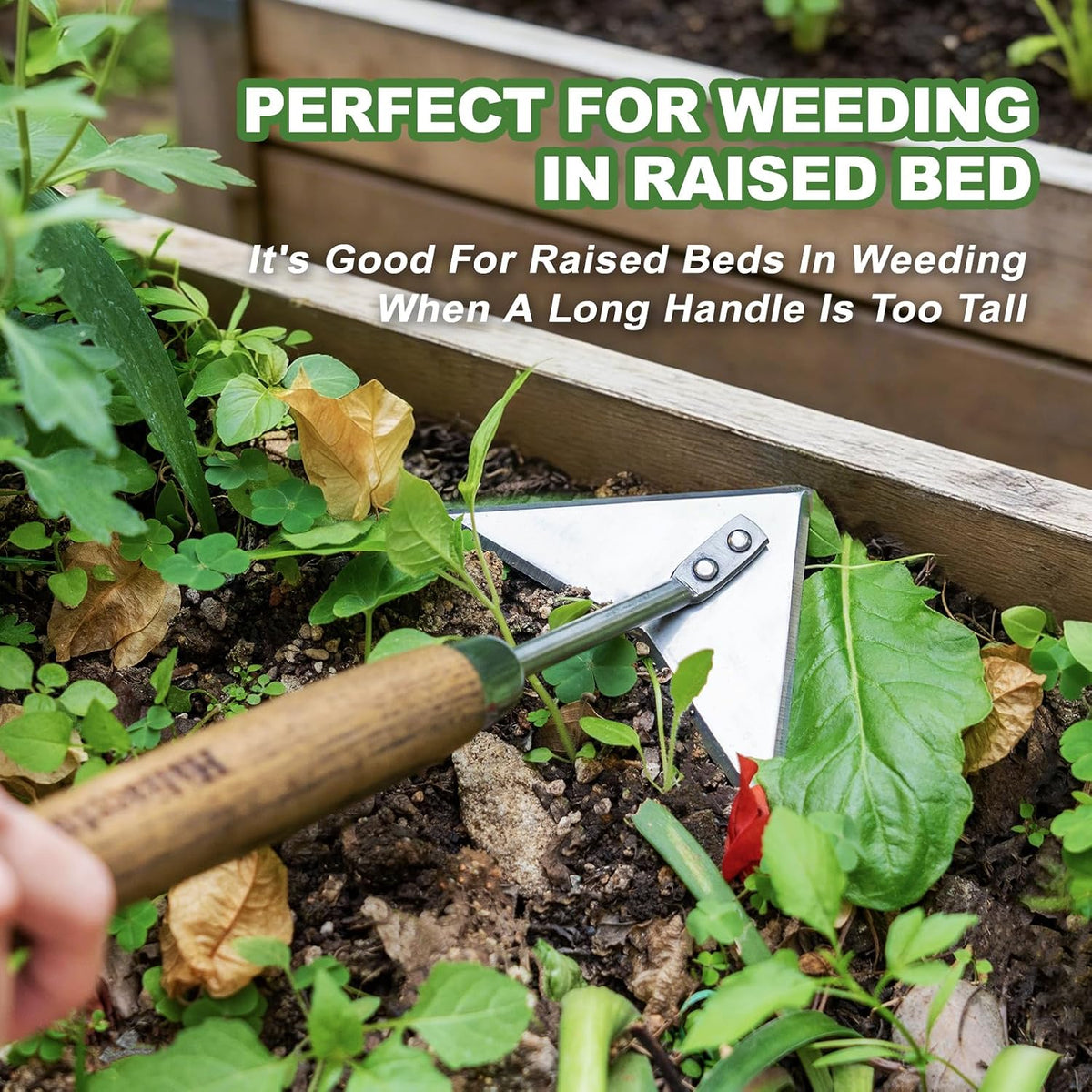 Triangle Head Hoe, 15'' Scuffle Hoe for Weeding in Raised Bed