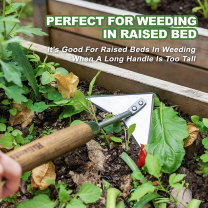 Triangle Head Hoe, 15'' Scuffle Hoe for Weeding in Raised Bed
