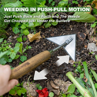 Triangle Head Hoe, 15'' Scuffle Hoe for Weeding in Raised Bed