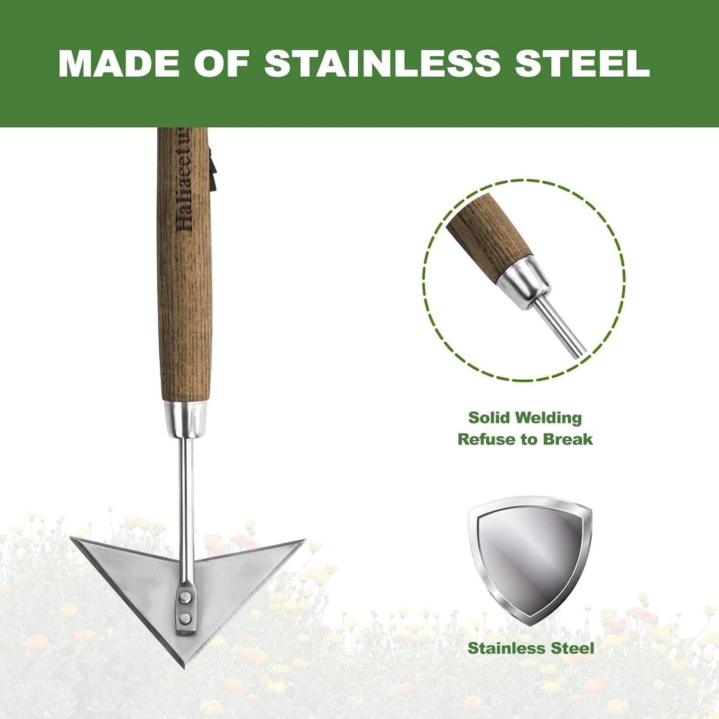 Triangle Head Hoe, 15'' Scuffle Hoe for Weeding in Raised Bed