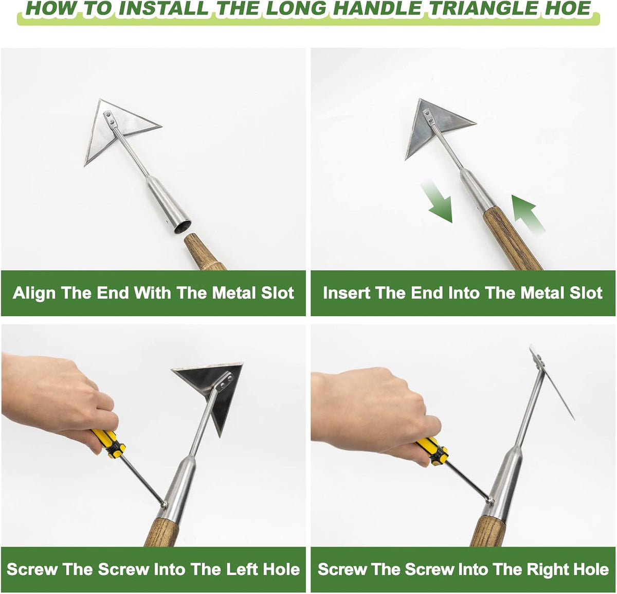 Triangle Head Hoe, 15'' Scuffle Hoe for Weeding in Raised Bed