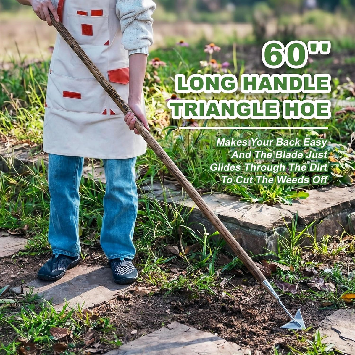 Triangle Head Hoe, 15'' Scuffle Hoe for Weeding in Raised Bed