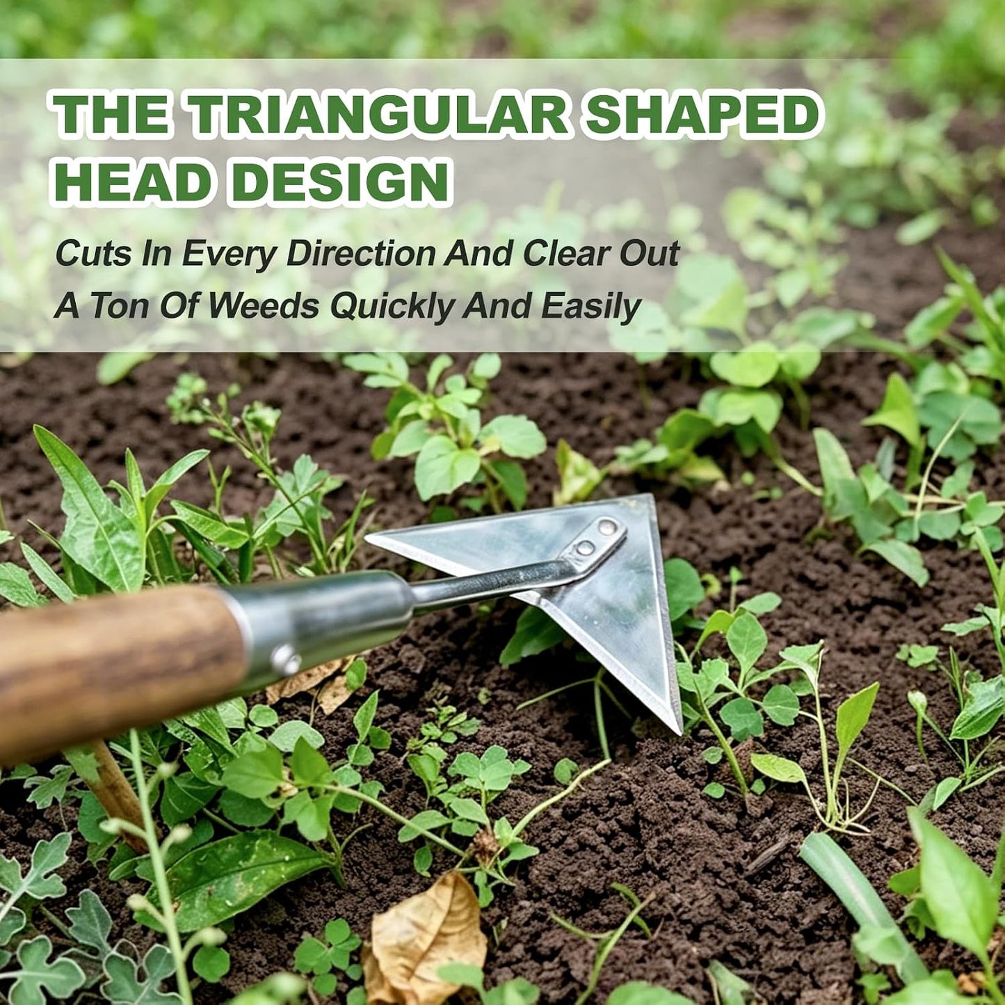 Triangle Head Hoe, 15'' Scuffle Hoe for Weeding in Raised Bed