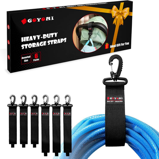 6 Pcs Extension Cord Holder Organizer, Heavy Duty Storage Straps for Cables, Hoses, Rope, RV, Garage Storage and Organization, Assorted Size