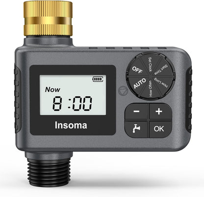 2 PCS Water Timer with Brass Inlet, Water Sprinkler Timer with Rain Delay/Manual/Automatic Drip Irrigation and Lawn Watering System for Yard