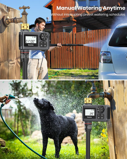 2 PCS Water Timer with Brass Inlet, Water Sprinkler Timer with Rain Delay/Manual/Automatic Drip Irrigation and Lawn Watering System for Yard