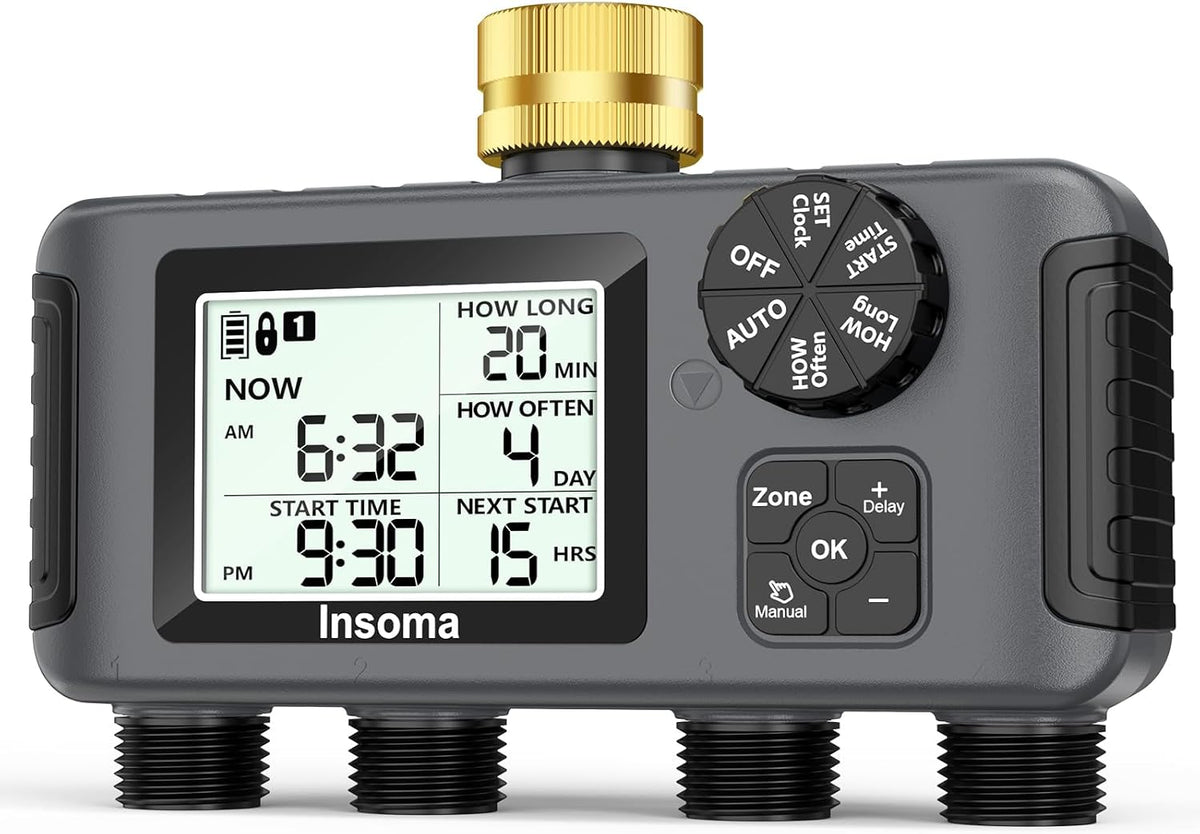 2 PCS Water Timer with Brass Inlet, Water Sprinkler Timer with Rain Delay/Manual/Automatic Drip Irrigation and Lawn Watering System for Yard