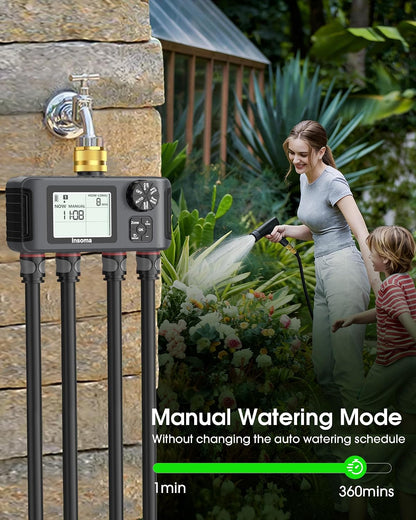 2 PCS Water Timer with Brass Inlet, Water Sprinkler Timer with Rain Delay/Manual/Automatic Drip Irrigation and Lawn Watering System for Yard