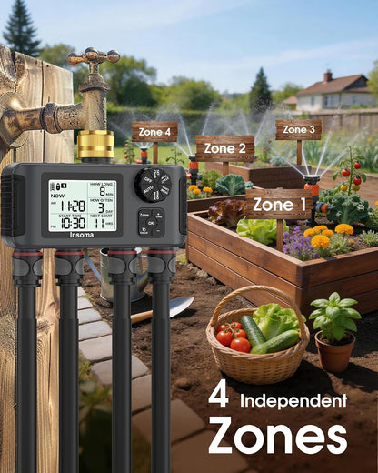 2 PCS Water Timer with Brass Inlet, Water Sprinkler Timer with Rain Delay/Manual/Automatic Drip Irrigation and Lawn Watering System for Yard