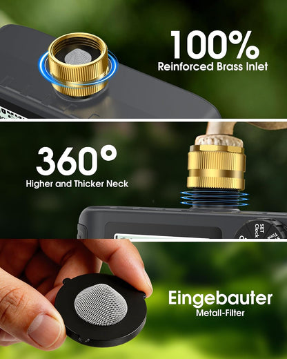 2 PCS Water Timer with Brass Inlet, Water Sprinkler Timer with Rain Delay/Manual/Automatic Drip Irrigation and Lawn Watering System for Yard