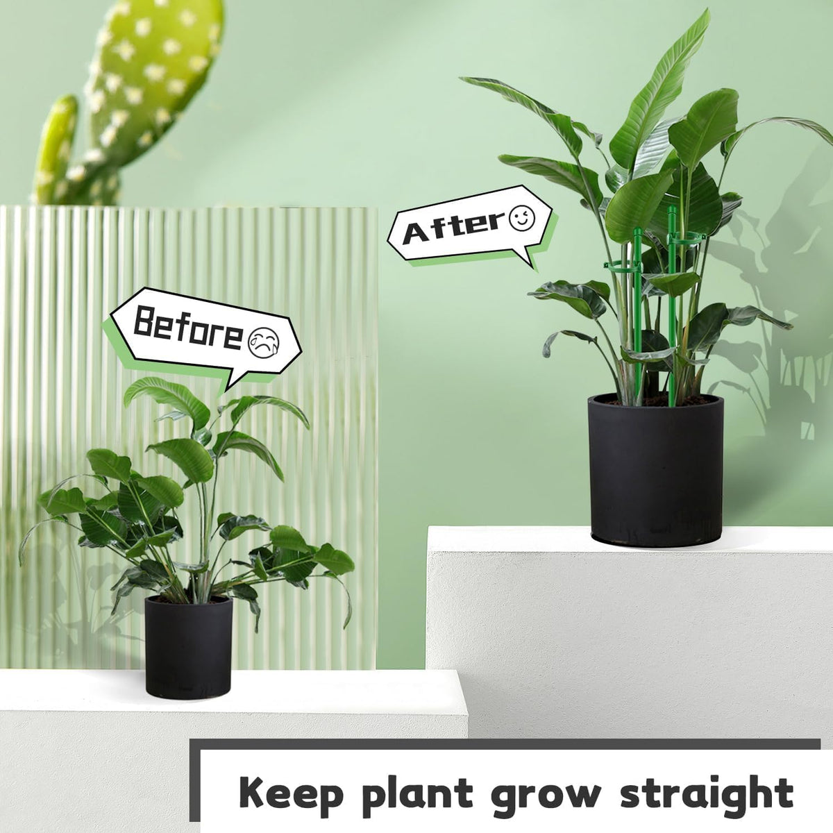 Plant Stakes 17inch &11inch Adjustable Length Plant Support Stake 16Pcs Orchid Stick with Clips for Indoor Outdoor,Garden Pole for Potted Tomato Amaryllis Vegetables Comes with 20 Ties (Green)