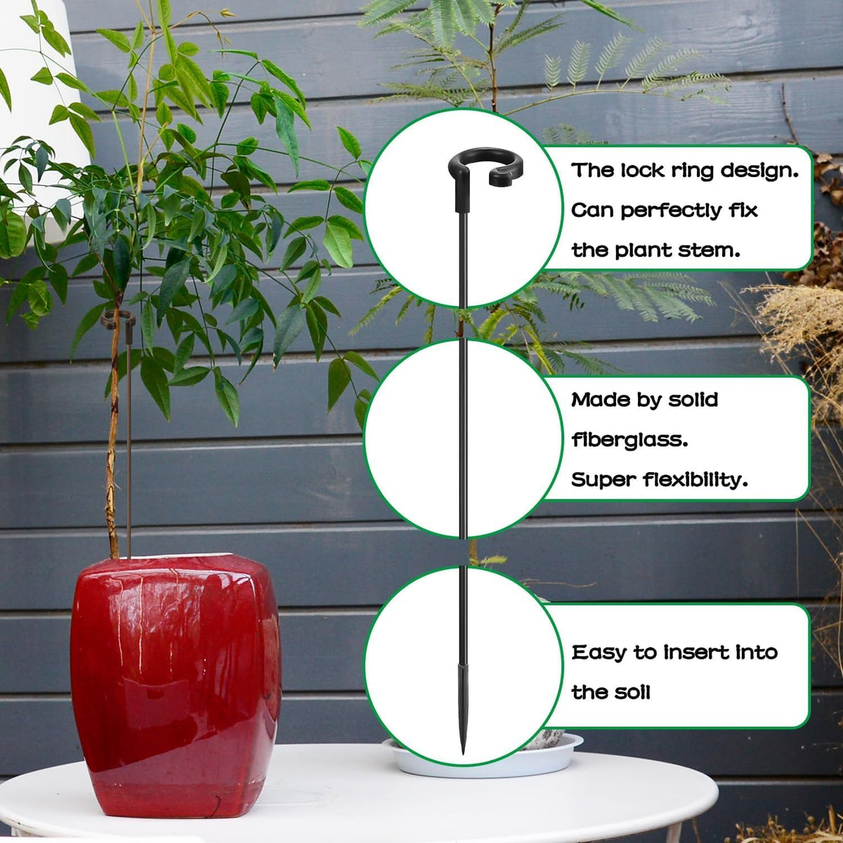 Plant Stakes 17inch &11inch Adjustable Length Plant Support Stake 16Pcs Orchid Stick with Clips for Indoor Outdoor,Garden Pole for Potted Tomato Amaryllis Vegetables Comes with 20 Ties (Green)