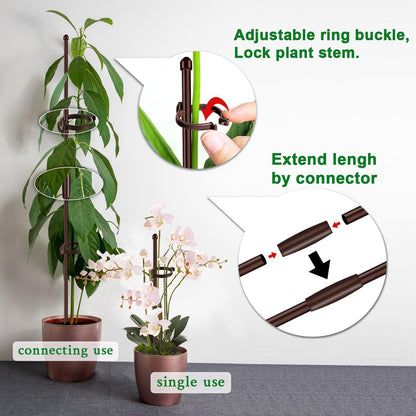 Plant Stakes 17inch &11inch Adjustable Length Plant Support Stake 16Pcs Orchid Stick with Clips for Indoor Outdoor,Garden Pole for Potted Tomato Amaryllis Vegetables Comes with 20 Ties (Green)