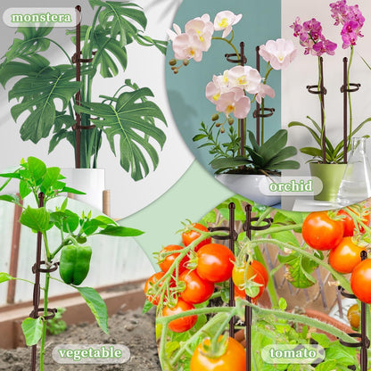 Plant Stakes 17inch &11inch Adjustable Length Plant Support Stake 16Pcs Orchid Stick with Clips for Indoor Outdoor,Garden Pole for Potted Tomato Amaryllis Vegetables Comes with 20 Ties (Green)