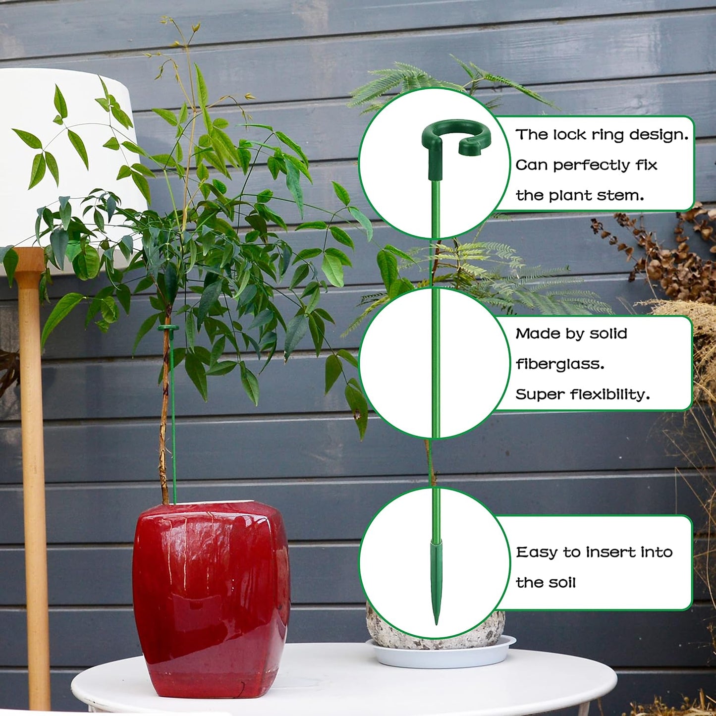 Plant Stakes 17inch &11inch Adjustable Length Plant Support Stake 16Pcs Orchid Stick with Clips for Indoor Outdoor,Garden Pole for Potted Tomato Amaryllis Vegetables Comes with 20 Ties (Green)