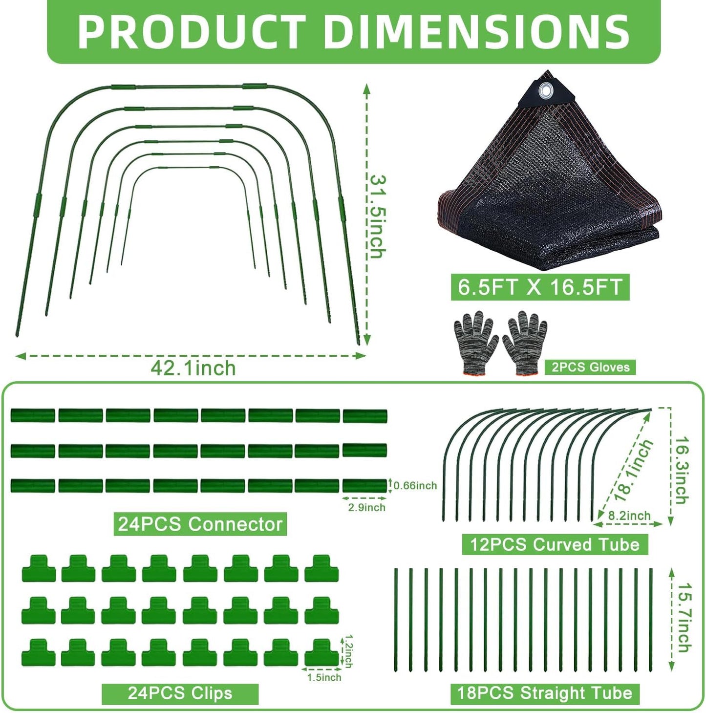 Garden Shade Cloth Kit 78.7"x59" Garden Sun Shade Cloth with Hoops for Heat Protection 75% Black Plant Shade Cloth Garden Greenhouse Grow Tunnel Shade Cloth Row Cover for Outdoor Plants Vegetables