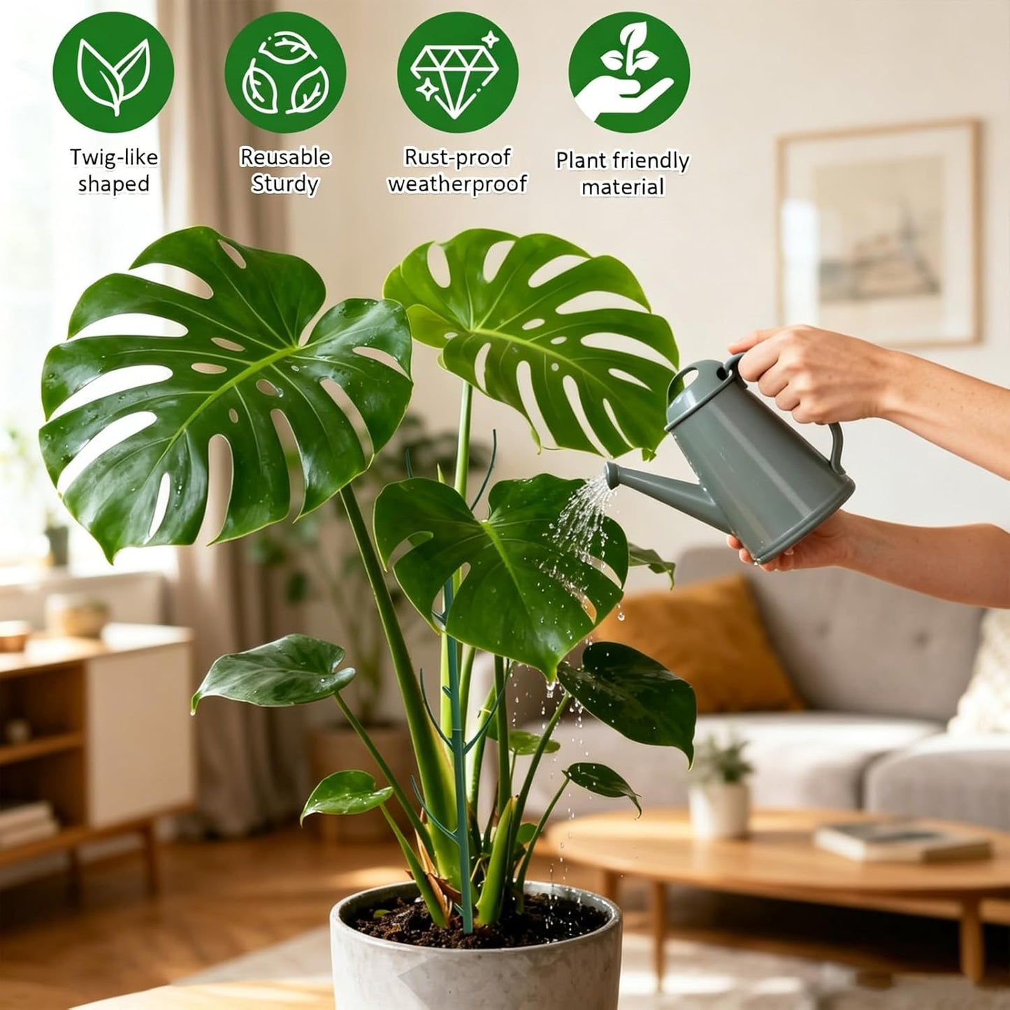 5pack Adjustable Plant Support Pole – Stackable Indoor/Outdoor Support Pole with Clamps, Suitable for Supporting Monstera and Climbing Plants, Garden Accessories, Perfect Replacement for Plant Stakes