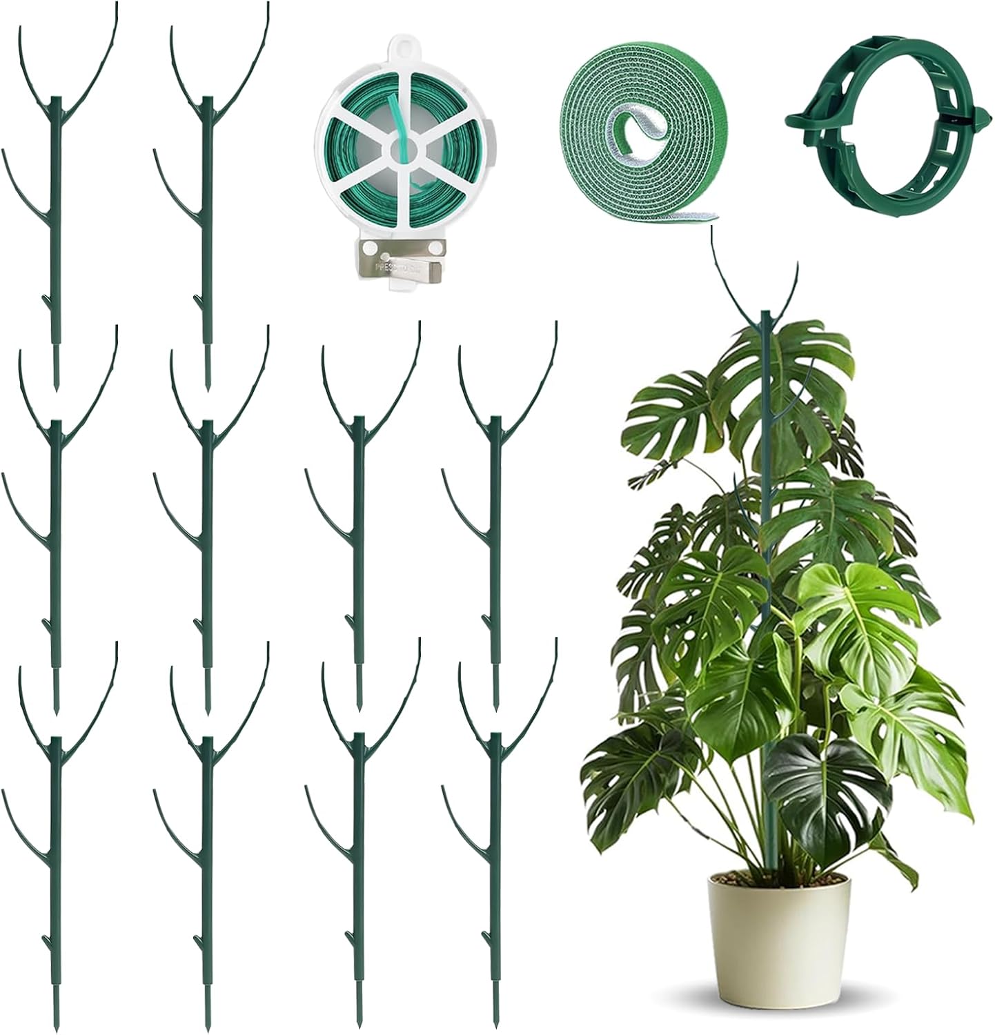 5pack Adjustable Plant Support Pole – Stackable Indoor/Outdoor Support Pole with Clamps, Suitable for Supporting Monstera and Climbing Plants, Garden Accessories, Perfect Replacement for Plant Stakes