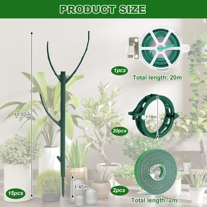 5pack Adjustable Plant Support Pole – Stackable Indoor/Outdoor Support Pole with Clamps, Suitable for Supporting Monstera and Climbing Plants, Garden Accessories, Perfect Replacement for Plant Stakes