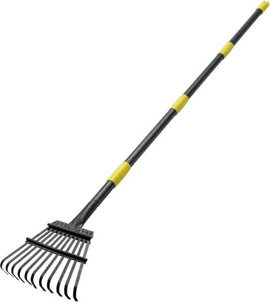 Rake for Leaves, Heavy Duty Small Leaf Rakes for Lawns & Yard with 60” Length 8.5” Width 11 Metal Tines, Lightweight Gardening Rake for Women Men Kids for Shrub,Grass,Mulch