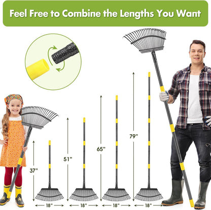 Rake for Leaves, Heavy Duty Small Leaf Rakes for Lawns & Yard with 60” Length 8.5” Width 11 Metal Tines, Lightweight Gardening Rake for Women Men Kids for Shrub,Grass,Mulch