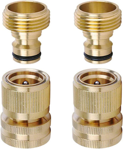 Brass Hose Quick Connect, 3/4 Inch GHT Garden Hose Quick Connector
