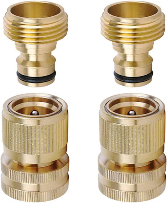 Brass Hose Quick Connect, 3/4 Inch GHT Garden Hose Quick Connector