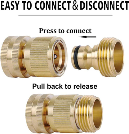 Brass Hose Quick Connect, 3/4 Inch GHT Garden Hose Quick Connector