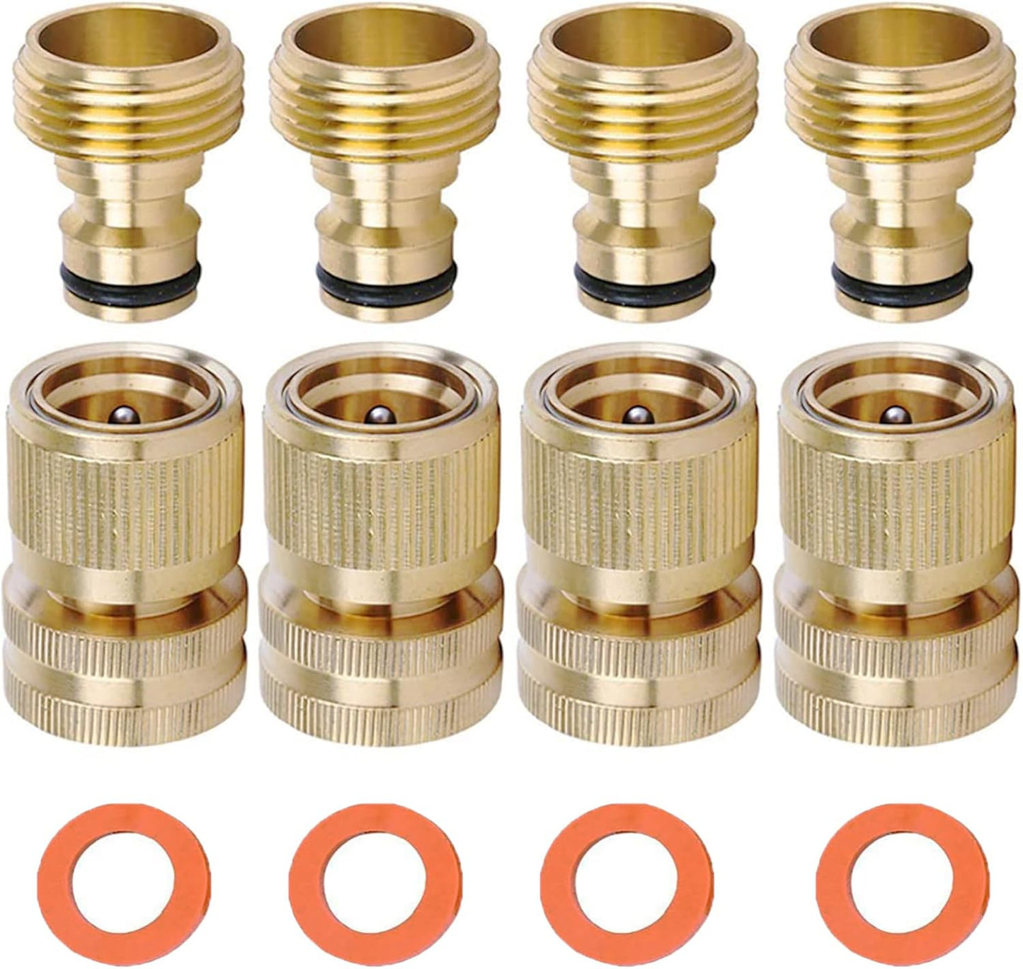 Brass Hose Quick Connect, 3/4 Inch GHT Garden Hose Quick Connector