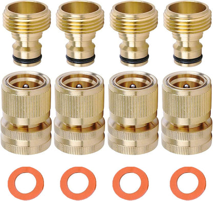 Brass Hose Quick Connect, 3/4 Inch GHT Garden Hose Quick Connector
