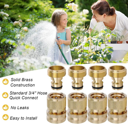 Brass Hose Quick Connect, 3/4 Inch GHT Garden Hose Quick Connector