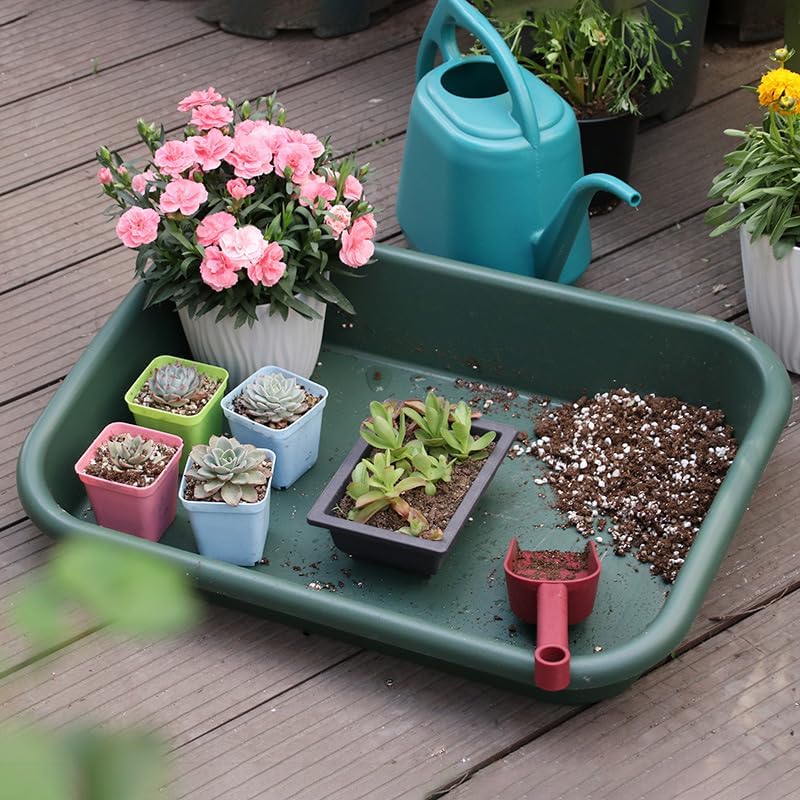 Garden Tidy Tray, Multifunctional One Piece Potting Tray for Seeding, Mixing, Growing and Pot Storage, Succulent and Cactus Soil Potting Mix Tray 23"x16.4"x4.3",Green