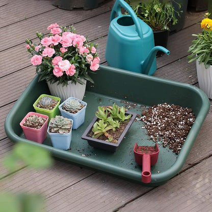 Garden Tidy Tray, Multifunctional One Piece Potting Tray for Seeding, Mixing, Growing and Pot Storage, Succulent and Cactus Soil Potting Mix Tray 23"x16.4"x4.3",Green