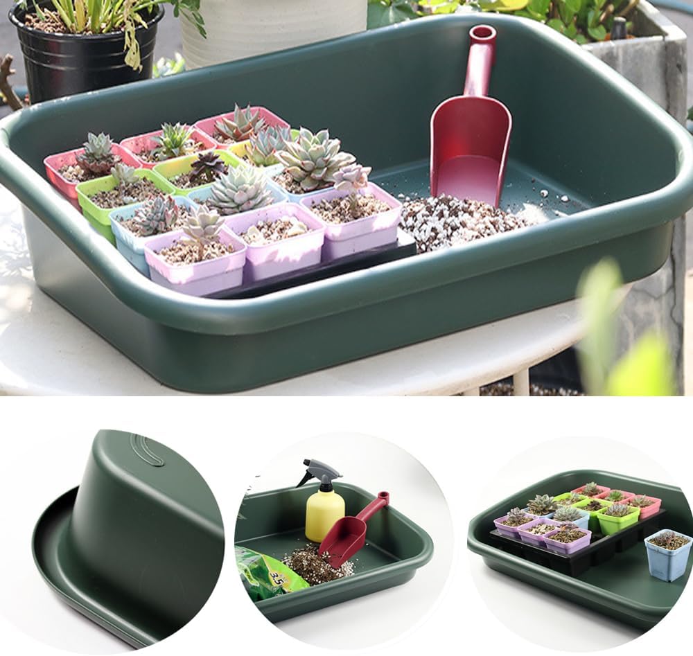 Garden Tidy Tray, Multifunctional One Piece Potting Tray for Seeding, Mixing, Growing and Pot Storage, Succulent and Cactus Soil Potting Mix Tray 23"x16.4"x4.3",Green