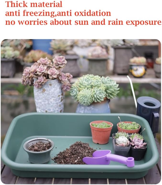 Garden Tidy Tray, Multifunctional One Piece Potting Tray for Seeding, Mixing, Growing and Pot Storage, Succulent and Cactus Soil Potting Mix Tray 23"x16.4"x4.3",Green