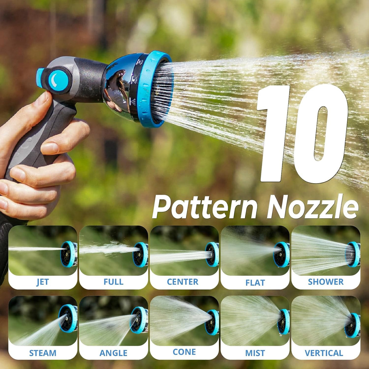 Retractable Garden Hose Reel, 1/2 in x 100 ft Wall Mount Heavy Duty Hose Reel with Any-Length Lock, Auto Rewind System, 180° Swivel Bracket, and 10-Pattern Nozzle for Garden, Dark Grey