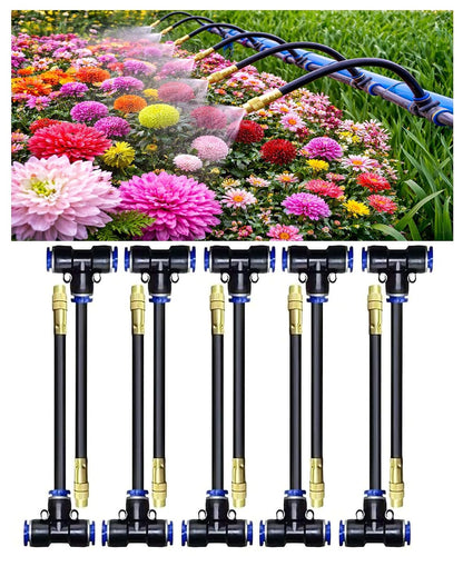 360° Adjustable Misting Nozzles & Push to Connect Tee Fittings – 10 pcs Drip Irrigation Kit,10 pcs 12-8mm Quick Connect Watering System for Garden, Greenhouse, Patio Plants